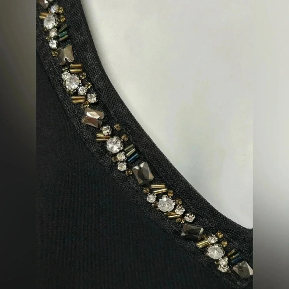 Women’s Plus Size 26/28‎ Black V Neck Tunic Top Jewels Stretch Dolman Whimsigoth - Picture 2 of 12